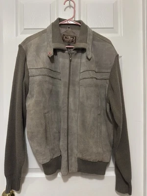 Alvin Josef Big Man 2x Suede/Knit Jacket Gray Braided Accents Preppy  - Image 1 of 4