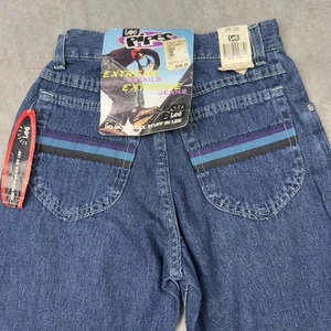Pantalones de mezclilla Lee Pipes juveniles de colección talla 14 rayas años 90 patinador Y2K grunge niños antiguos pierna acampanada - Imagen 1 de 15
