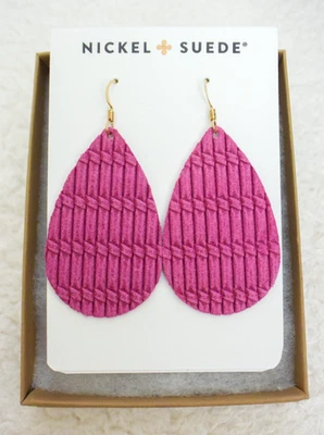 *Níquel e Camurça* Brincos de lágrima de couro com acorde de orquídea em ouro - PEQUENO - NOVO! - Imagem 1 de 2