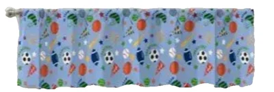 Cenefa de bolsillo de varilla de tela (18"x84") (sin cortinas) DEPORTES, DÍA DE CAMPO EN AZUL, Keeco Foto 1 de 4