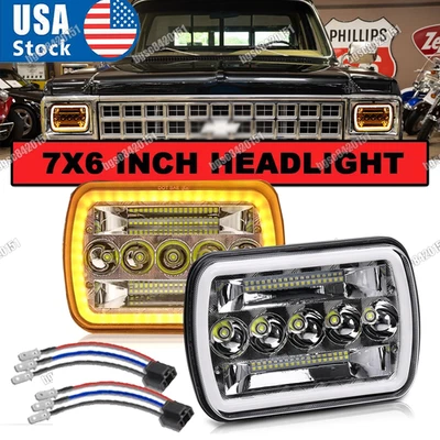 FOR Chevy K10 K20 C10 C20 5x7" 7x6 inch LED Headlights H4 Projector Hi/Lo Beam - Image 1 of 4