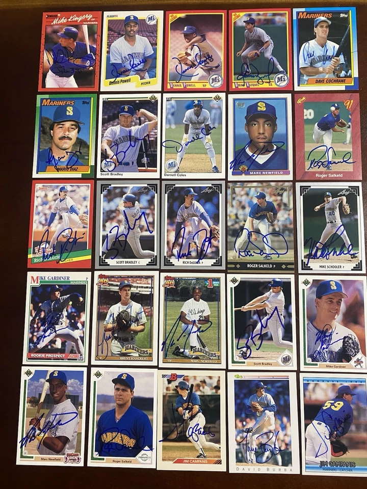SEATTLE MARINERS - 25 Different 1990s Signed Baseball Cards - Image 1 of 1