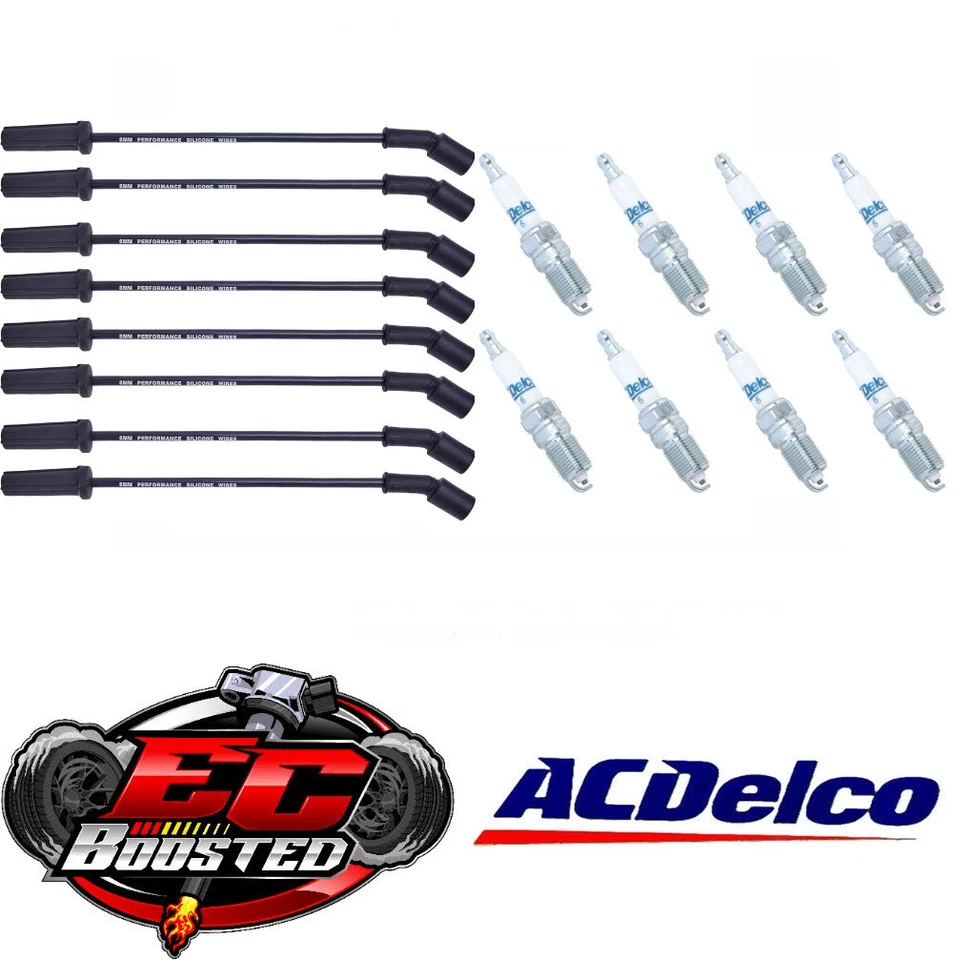 8pcs 9748UU Wire and 8pcs 41-110 OEM Spark Plug Set For Chevy GMC 4.8L 5.3L 6.0L - Image 1 of 1