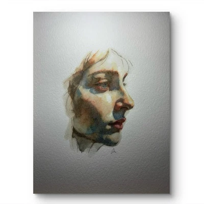 Boceto de pintura acuarela retrato mujer 8x10 original Foto 1 de 3