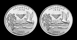 2003 P+D Arkansas BU Washington Statehood Quarter Set ~ Two US Mint Coins - Picture 1 of 2