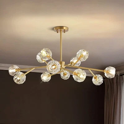 NOXARTE Lámpara Sputnik Cristal Dorado 12 Luces Latón Cepillado Globo Colgante Foto 1 de 4