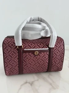 Michael Kors Medium Duffle Satchel Oxblood Multi Travel Bag Monogram NWT MSRP - Picture 1 of 7