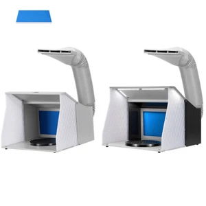 Airbrush Paint Spray Booth Kit Dual Fans w/ 4 LED Lights Turn Table, Filter Hose - Picture 1 of 15