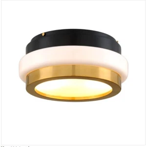 Beckenham 2 Light 16" Vintage Polished Brass/Blk Flush Mount Ceiling 299-32 - Picture 1 of 1