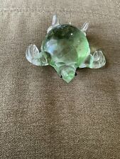 Vintage Handmade Lenox Sea Turtle Green Glass Gold Speckles Crystal Tortuous