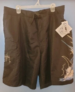 Guy Harvey Aftco Marlin/Black Swim Trunks Drawstring New With Tags Size 38 - Picture 1 of 11