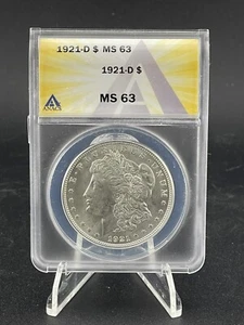 1921-D MORGAN DOLLAR ANACS MS63 - Picture 1 of 3