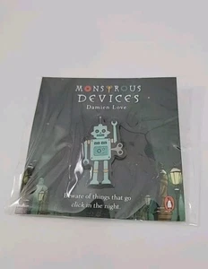 NEW Monstrous Devices by Damien Love Lapel/Hat/Jacket Robot Pin Book Advertising - Picture 1 of 4