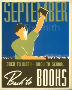 September Back to Books Vintage High Res 8x10 Fine Art Giclee - Picture 1 of 1