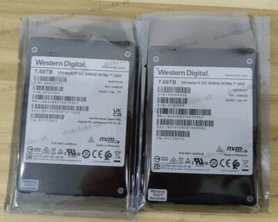 WD DC SN640 7.68TB WUS4BB076D7P3E3 SSD NVME U.2 Ultrastar Solid State Drive - Image 1 of 3