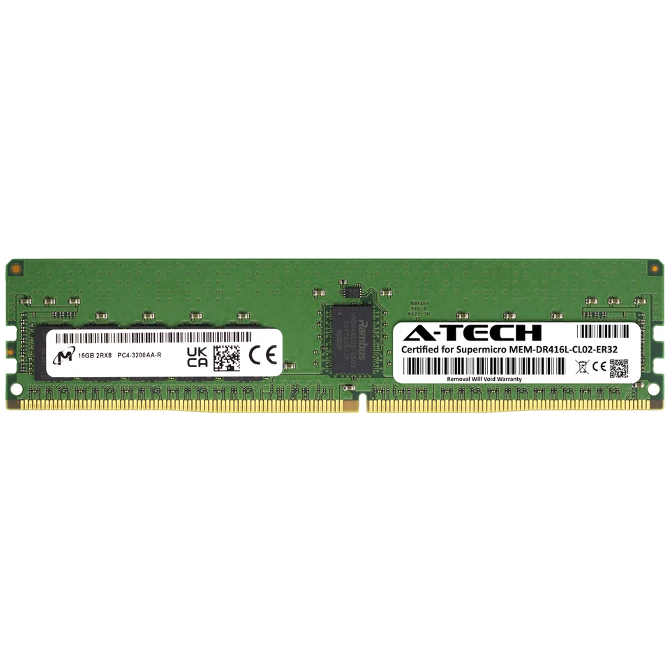 16GB PC4-25600R REG Supermicro MEM-DR416L-CL02-ER32 Equivalent Server Memory RAM - Image 1 of 2