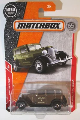 2018 Matchbox Metallic Brown '33 Plymouth PC Sedan Police Law Enforce 5/30 - Image 1 of 2