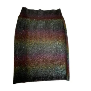 Falda Lápiz Lularoe Colorida Arco Iris y Negra Brillante Elastizada Talla M - Imagen 1 de 8