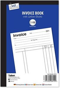 Full Size A5 Invoice Duplicate Receipt Book Numbered Cash book of 1 - 80 Pages