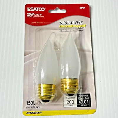 2 Satco S3767 25 W Turn-Tip Frost Bulbs Medium Base - Image 1 of 2