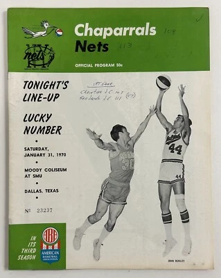 Jan 31, 1970 Dallas Chaparrals ABA Basketball Program vs New York Nets - scored - Image 1 of 4