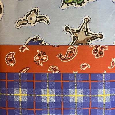 Cowboy Western Plaid Screen Printed Fabric for Quilt, Craft, Sew - BY THE YARD - Image 1 of 4