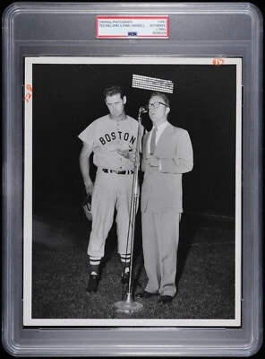 1950-е Ted Williams Ernie Harwell Подлинный Тип 1 Фото 8x10 PSA Инкапсулированный - Изображение 1 из 2