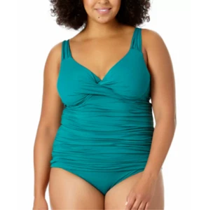 Anne Cole Plus Size Twist-Front Underwire Tankini Top Women's Swimsuit 16W 5080 - Picture 1 of 3