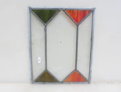 Vintage Stained Glass Window Panel Old Art Deco 13x10.5" - Image 1 of 4