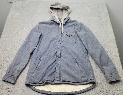 Burton Durable Goods Hoodie Men Small Blue Fleece Lined Snap Full Zip Drawstring - Imagem 1 de 4