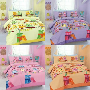 Lindo juego de cama funda de edredón floral para búhos estampados polietileno algodón todos los tamaños - Imagen 1 de 7