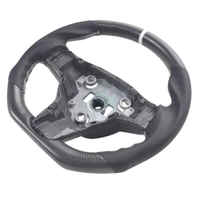 Volante plano mate de fibra de carbono real sin calefacción para Tesla Modelo 3 Modelo Y Foto 1 de 4