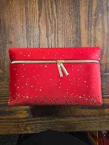 Estee Lauder Train Case Bag 2022 Limited Edition ~Red / Gold Stars~ with Handle - Picture 1 of 7