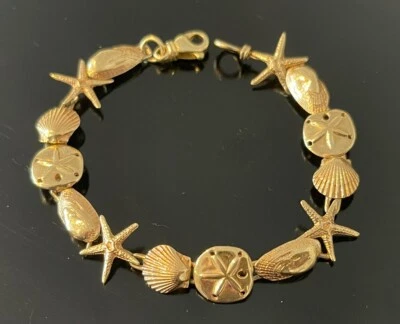 "Pulsera náutica de oro amarillo macizo de 14 quilates de 11 mm de ancho de 7,5"" peso 15,72 g" Foto 1 de 4