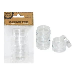 16pcs Stackable Round Pot Jars Mini Pots Jar Clear Plastic Craft Storage Bulk - Bild 1 von 1