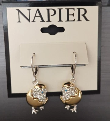 Nuevos pendientes colgantes Napier de dos tonos lúpulo feliz Pascua incubar pollito en un huevo Foto 1 de 4