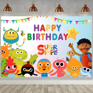 Super Simple Song Birthday Decorarion Backdrop Banner Party Supplies 5x3ft - Picture 1 of 6