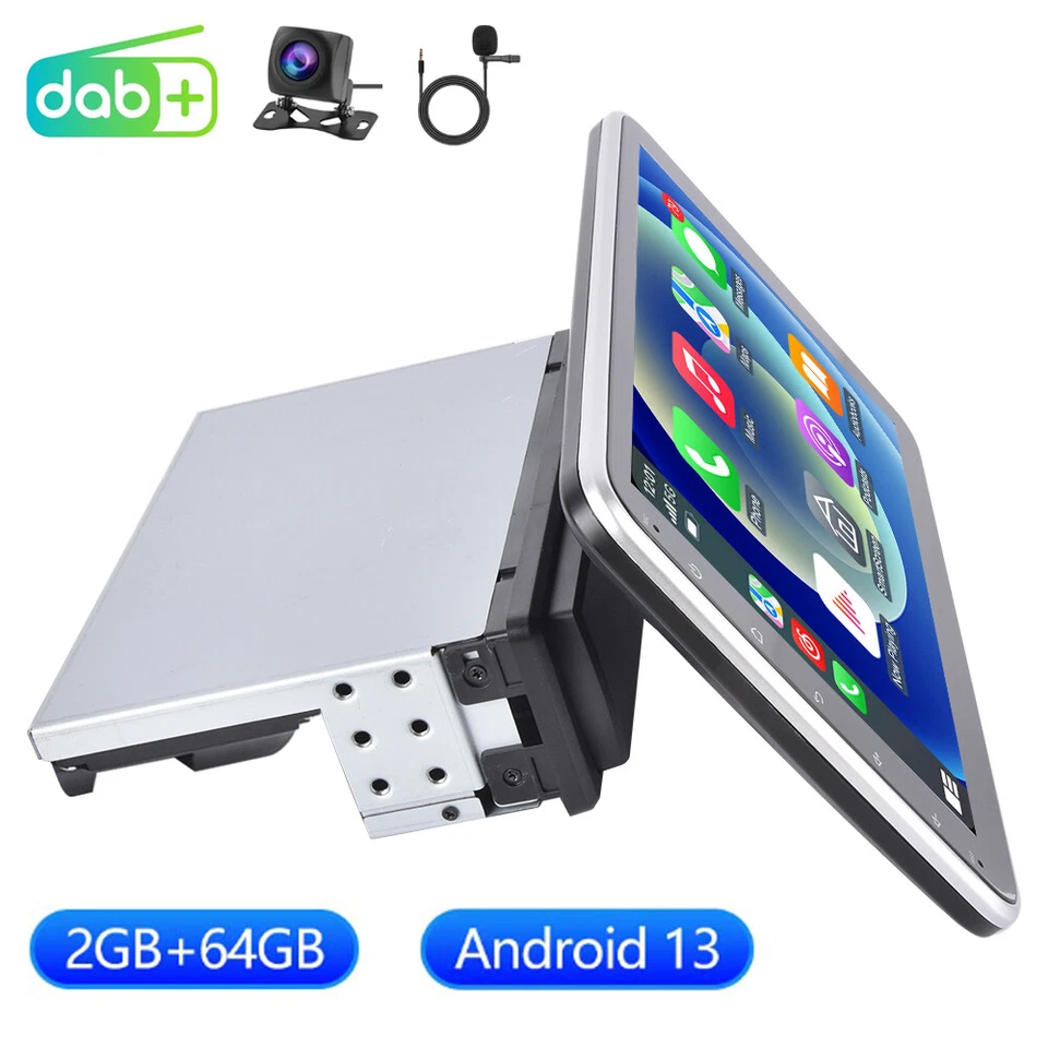 1 DIN 10.1" Android 13 Apple Carplay Autoradio mit GPS Navigation RDS WiFi 2+64G - Bild 1 von 4