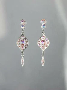 💖🌟NWT Stefanie Somers Lily Pad Demi Swarovski Earrings in AB 30030 🌟💖 - Picture 1 of 2