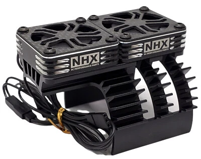 NHX RC 1/5 Twin Cyclone Alum HV Cooling Fans w/Cover Motor Heatsink Black - Image 1 of 4