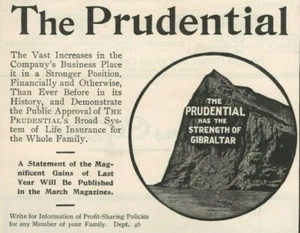 Prudential Insurance 1905 Strength of Gibraltar Vintage Print Ad - Picture 1 of 2