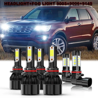 For Ford Explorer 2016-2017 2018 2019 Combo LED Headlight Fog Light Bulbs Kit - Image 1 of 4