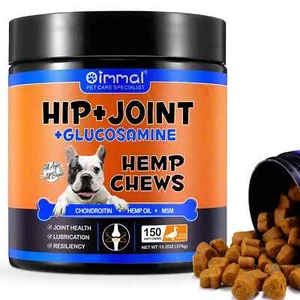 Dog Hip & Joint Support Chews 150 – Glucosamine, Hemp Oil, MSM, Chondroitin - Picture 1 of 15