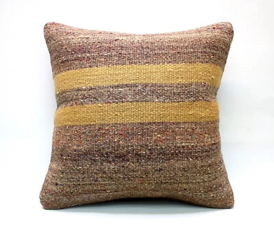 Kilim Square Pillow, 18x18 in, Decorative Throw Cushion, Handmade Vintage Pillow - Image 1 of 4