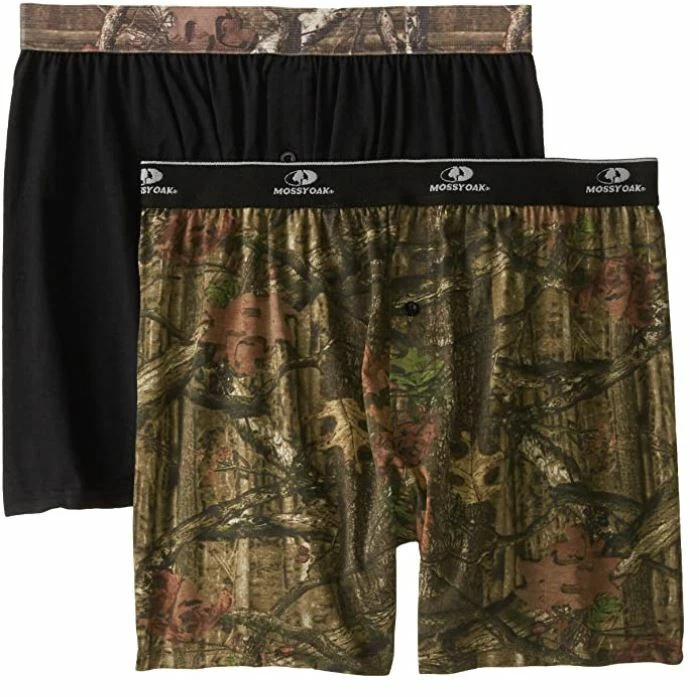 Paquete de 2 boxers tejidos Mossy Oak para hombre, verde/negro, pequeños 28-30 pulgadas Foto 1 de 1