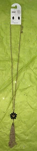 CARISMA Born in the USA GOLD NECKLACE & PIERCED EARRING SETLONG FLOWER-TASSLE - Picture 1 of 4