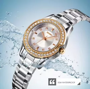 Reloj Mujer Cuarzo Estrás 3Bar Impermeable Acero Inoxidable Correa Dorado - Imagen 1 de 7