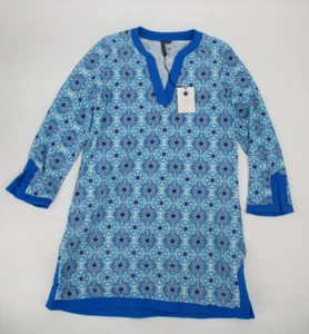 Aqua Et Sol Womens Dress Small Blue Nautical Preppy Stretchy Beach Swim Cover Up - Picture 1 of 14
