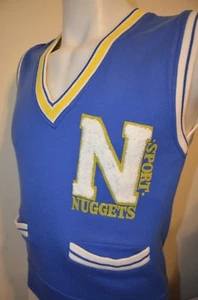 Chaleco deportivo Nugget azul amarillo universitario de baloncesto universitario Cheer S de colección años 80 90 - Imagen 1 de 8