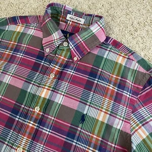Ralph Lauren Shirt Men's Small Long Sleeve Authentic Indian Madras Check Red - Picture 1 of 14